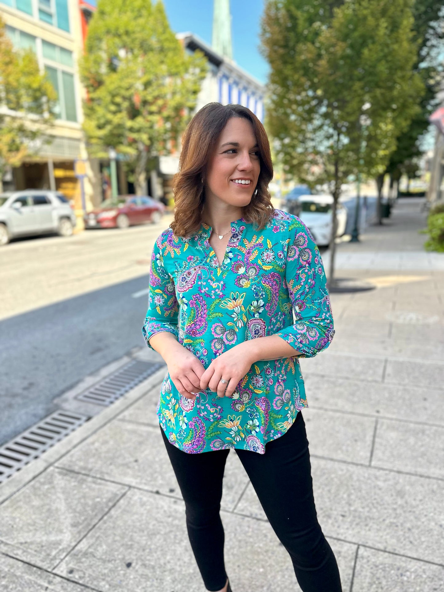 Santel Vneck Stretchy Blouse