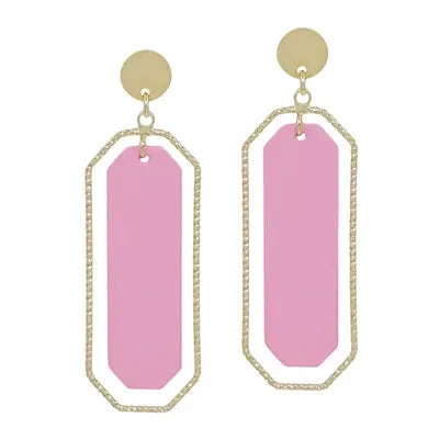 Color Coated Outline Rectangle Earrings