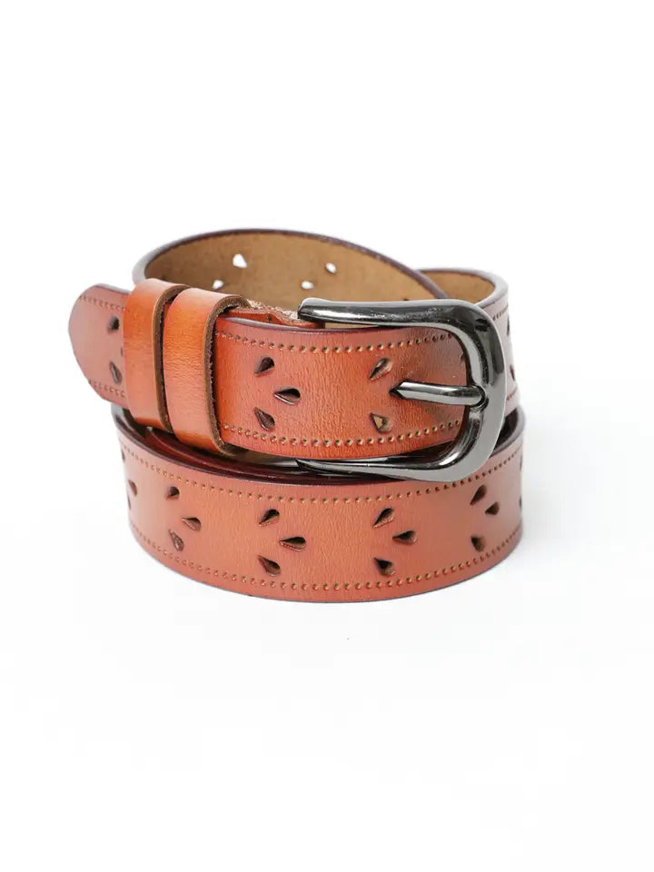 Petal Punch Out Leather Belt