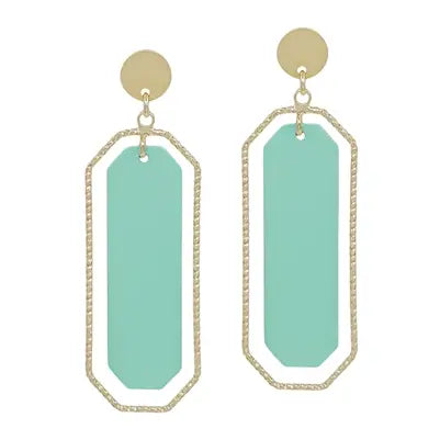 Color Coated Outline Rectangle Earrings