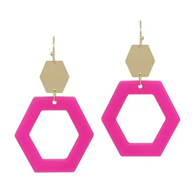 Open Hexagon Acrylic Earrings