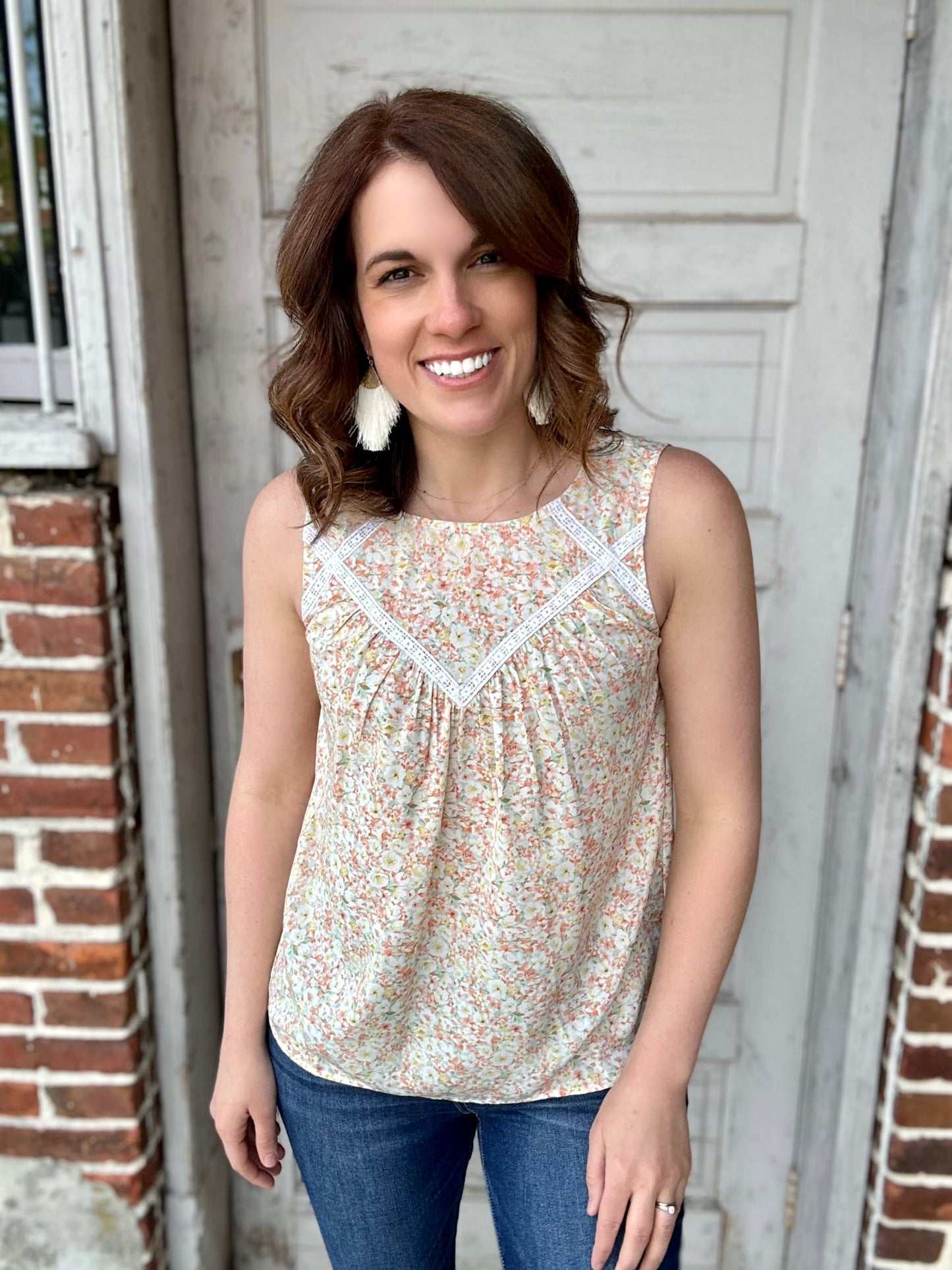Hoover Lace Inset Floral Tank top
