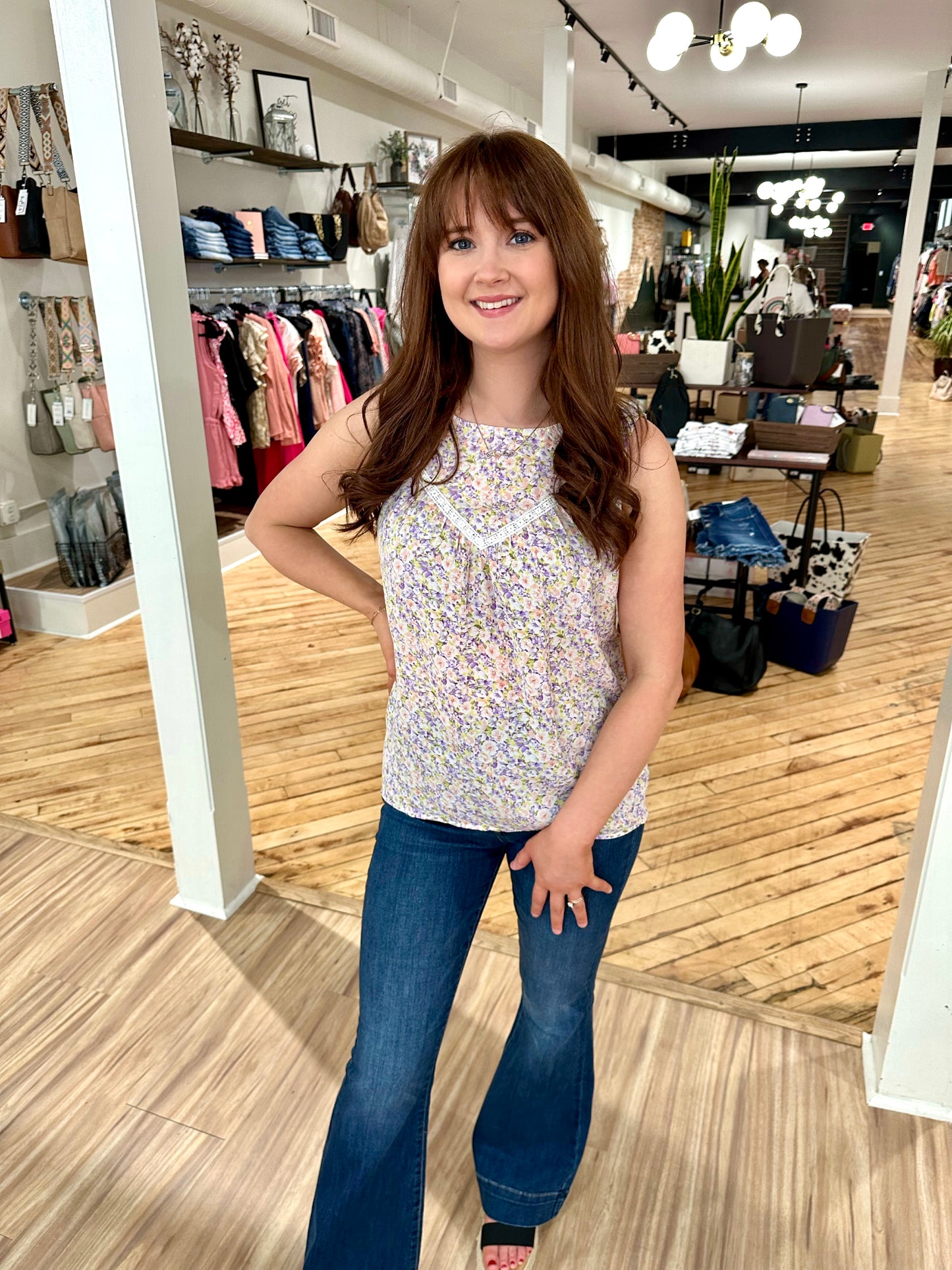 Hoover Lace Inset Floral Tank top