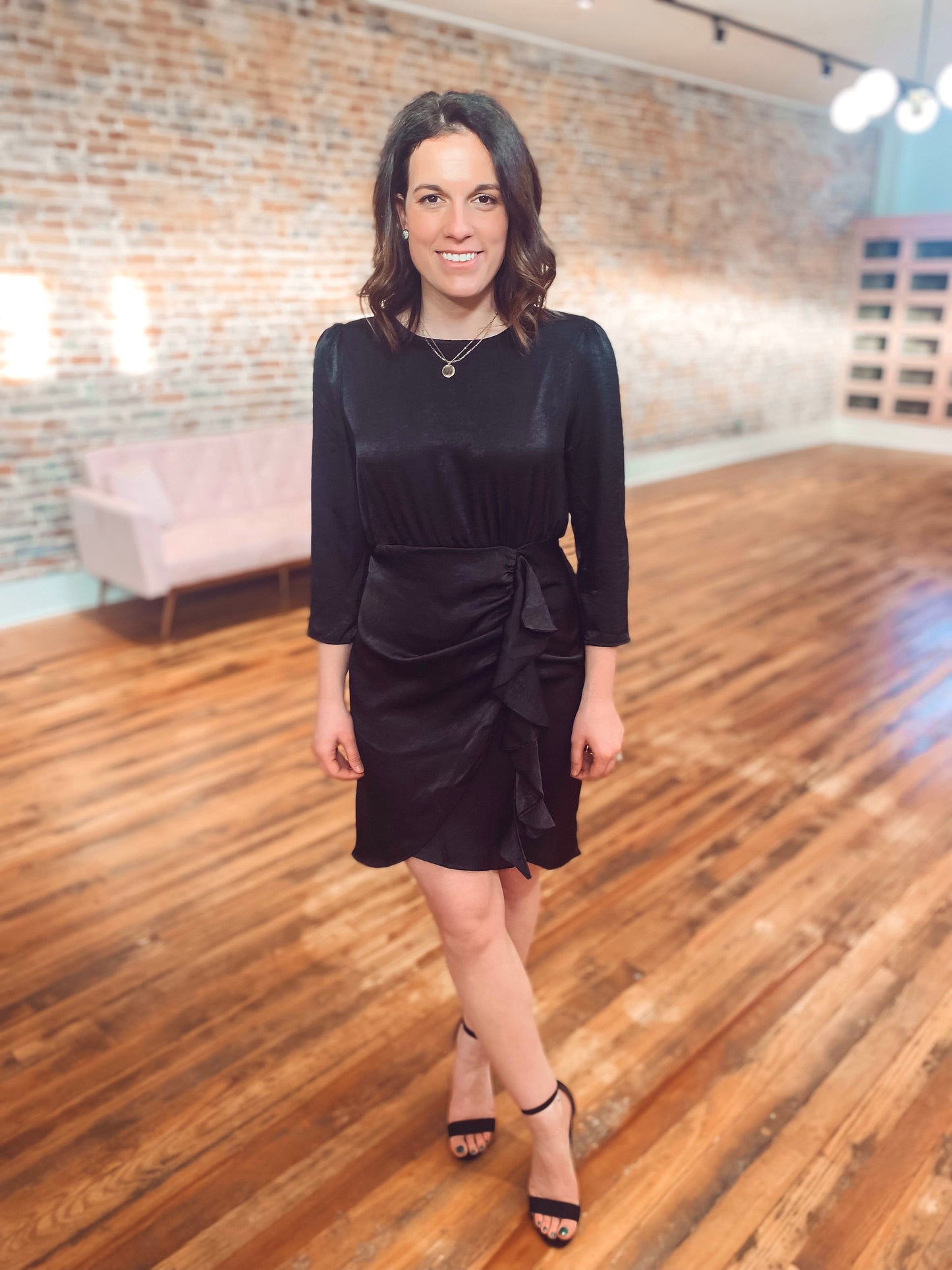 Quinn Satin Ruffle Dress
