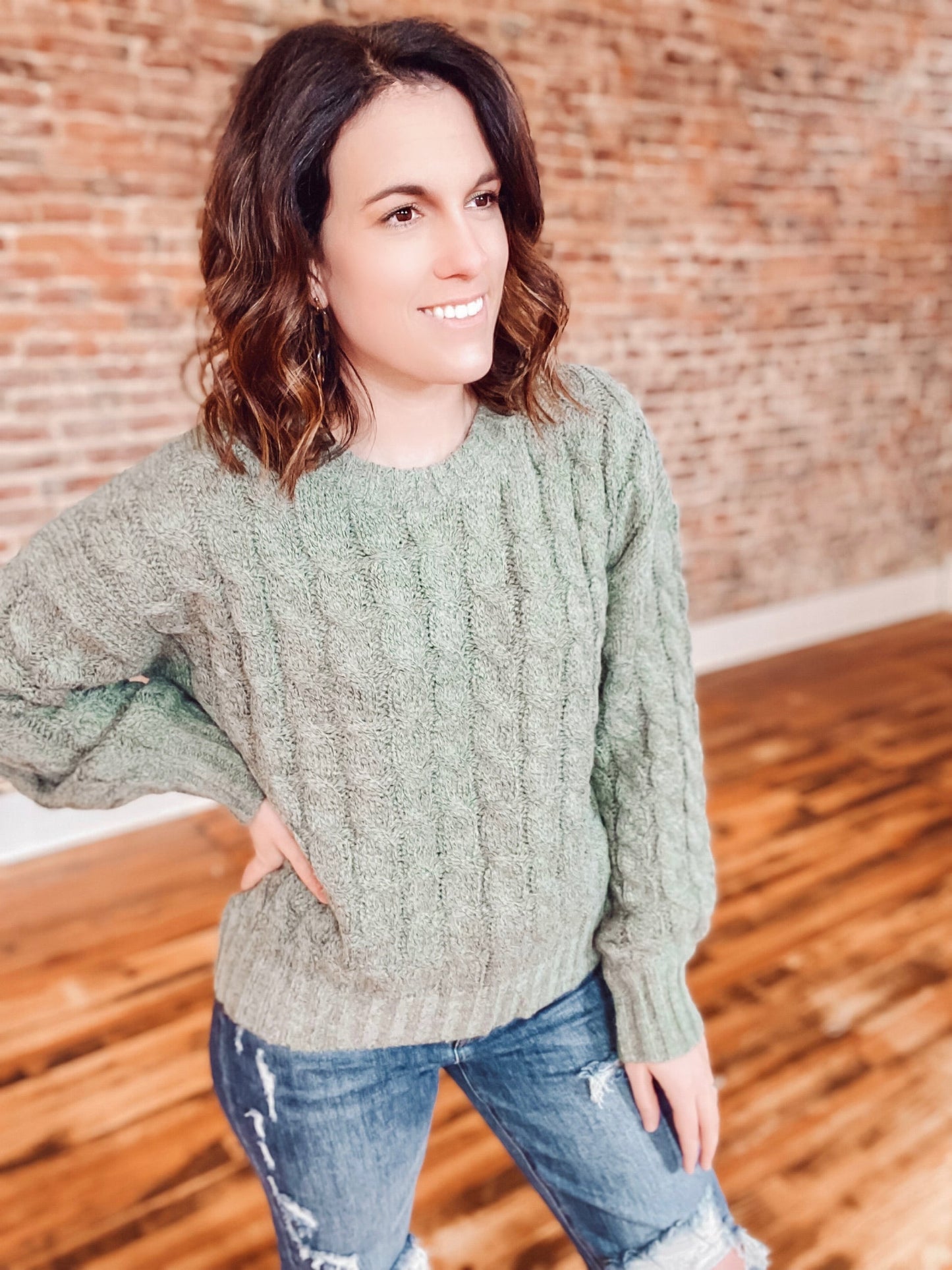 Melanie Marbled Cable Knit Sweater