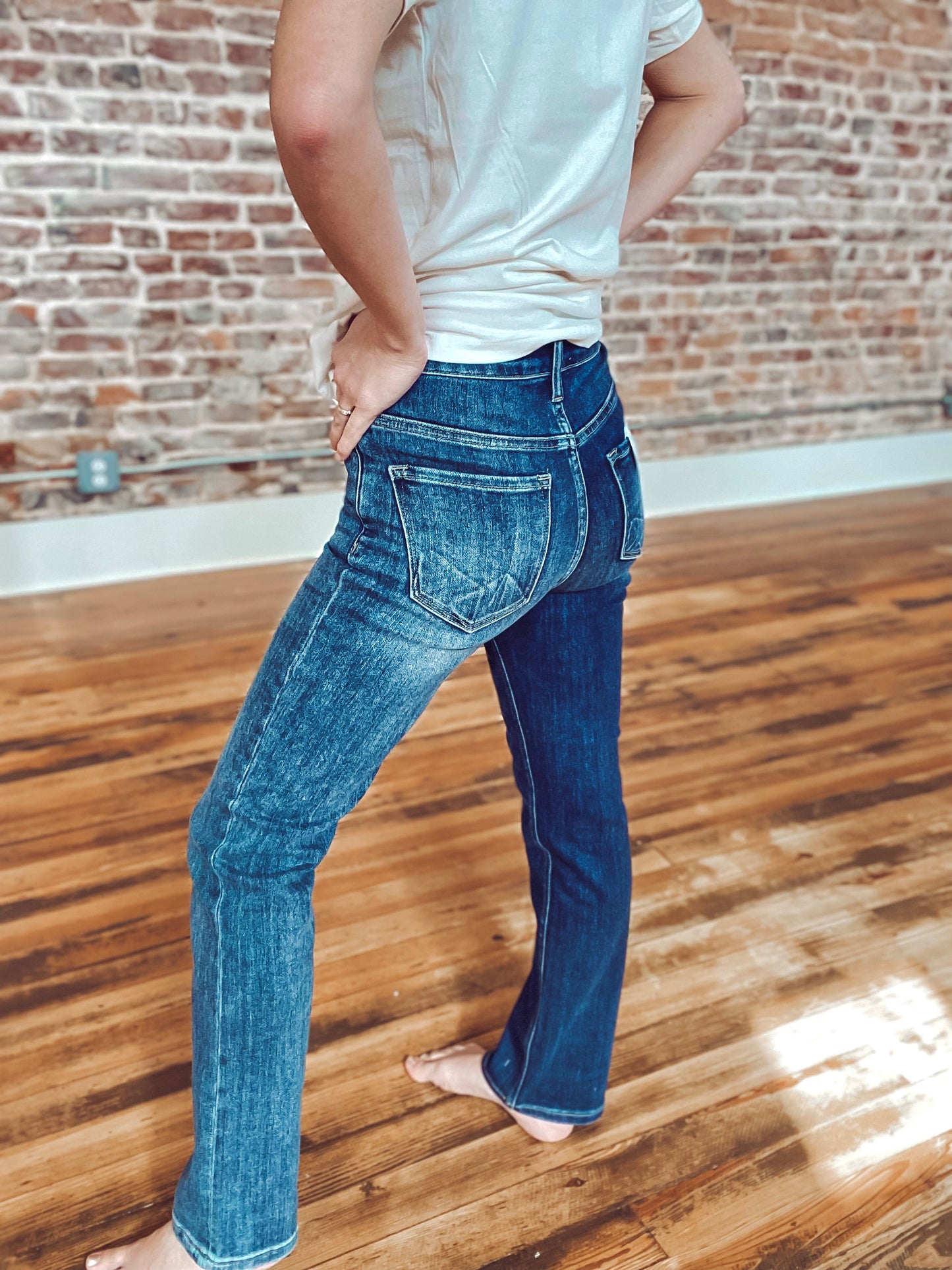 Risen High Rise Slender Straight Jeans