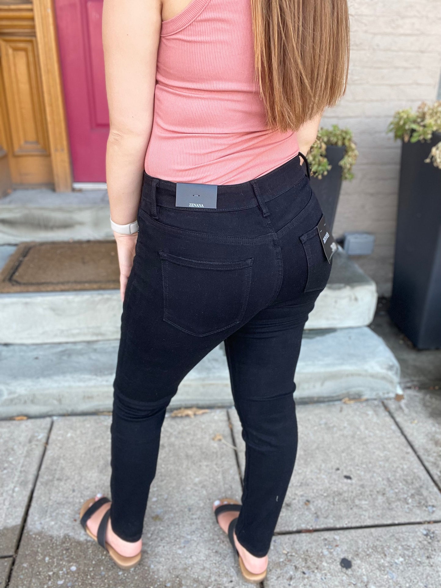 Zenana High Rise Ankle Skinny Black Jeans
