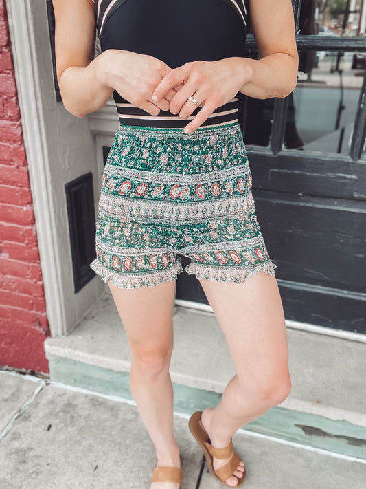 Patterned Floral Beach Shorts
