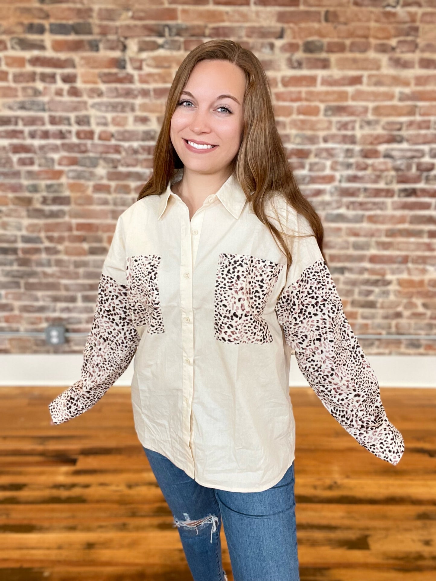 Herrin Leopard Button Up Top