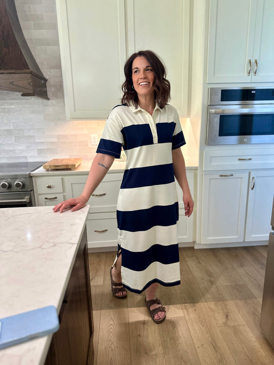 Monterey Wide Stripe Midi Dress