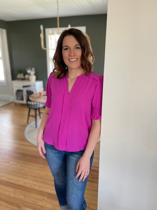 Walters Smocked Short Sleeve Top