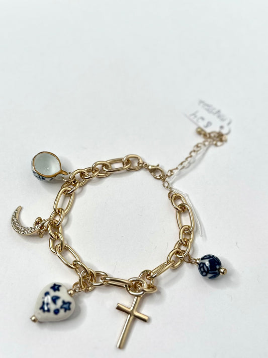 Heart & Ceramic Multi Charm Bracelet