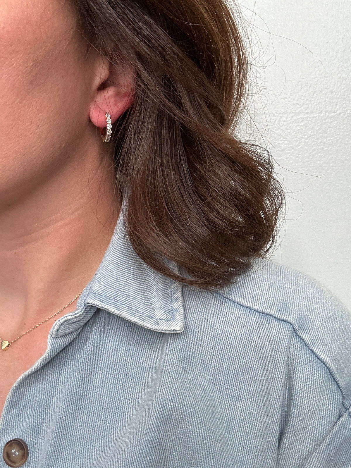 Half CZ Huggie Hoop Earrings