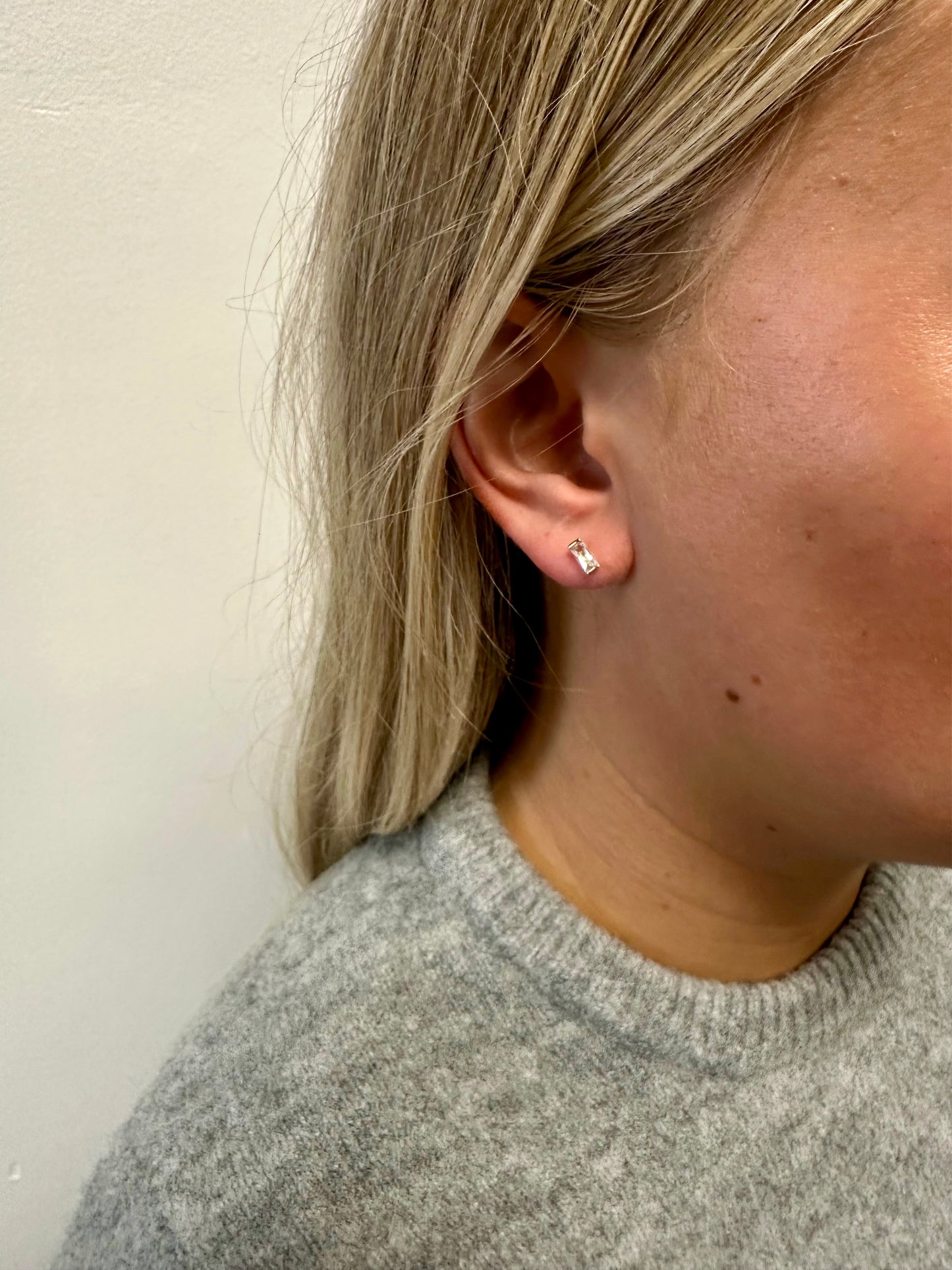 CZ Baguette Studs