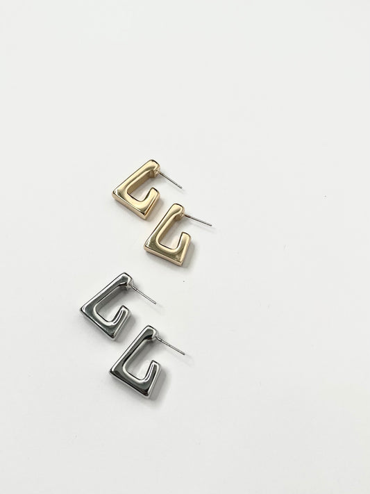 Trapezoid Metal Hoop Earrings