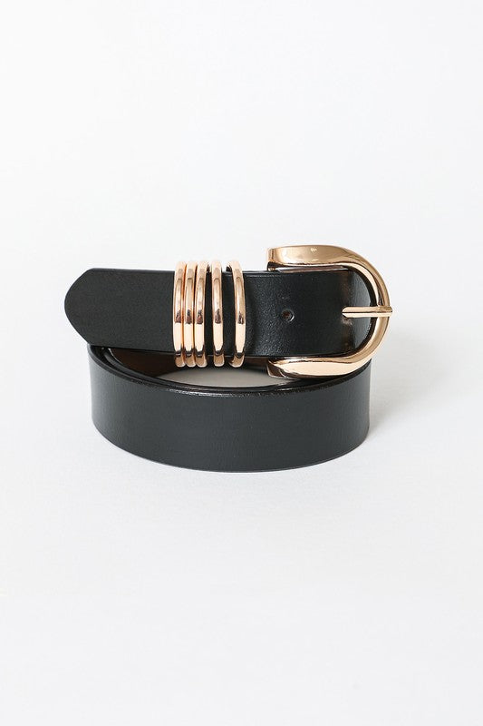 Four Accent Ring Gold Buckle Belt