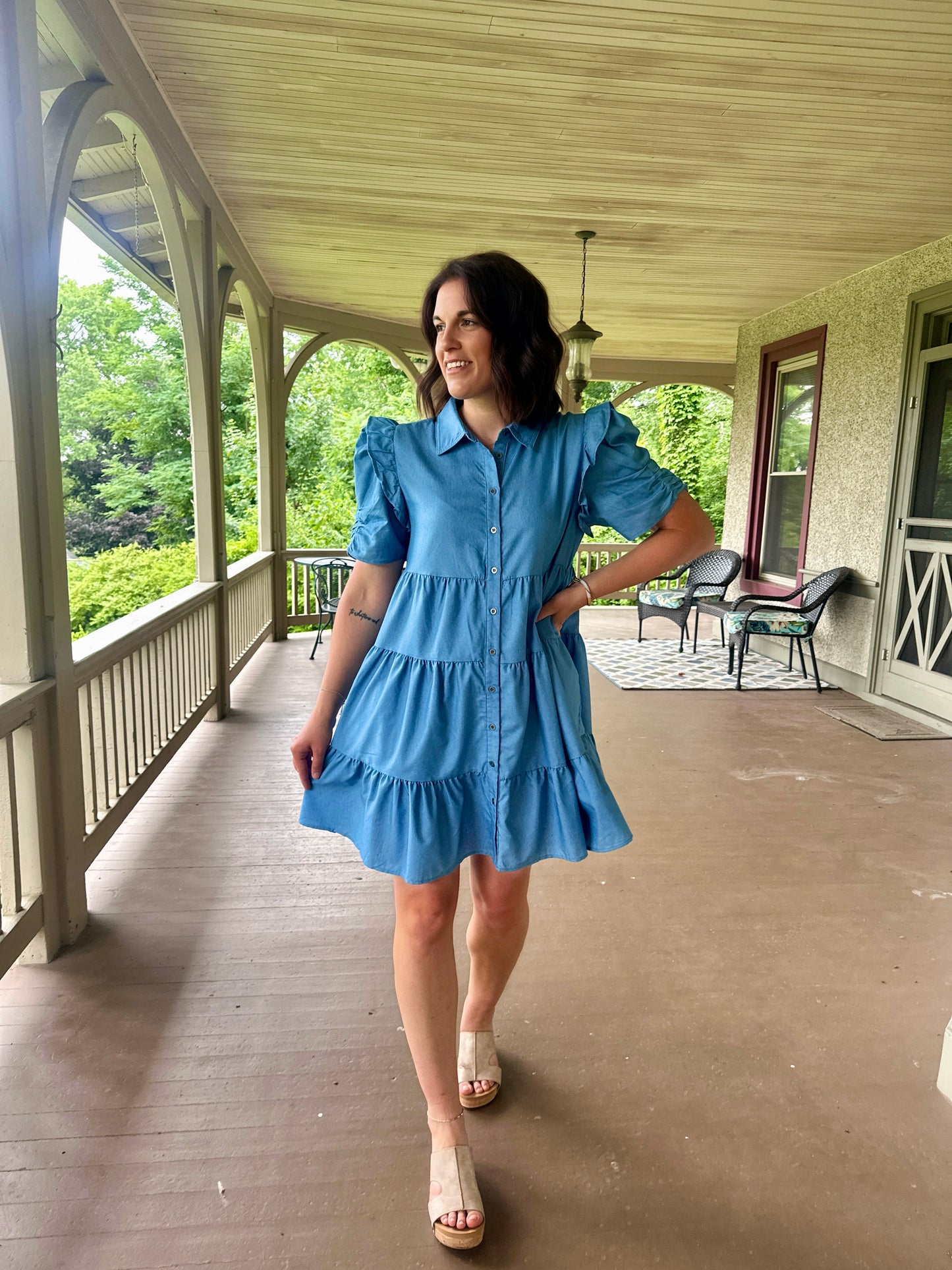 Dundalk Collared Ruffle Dress