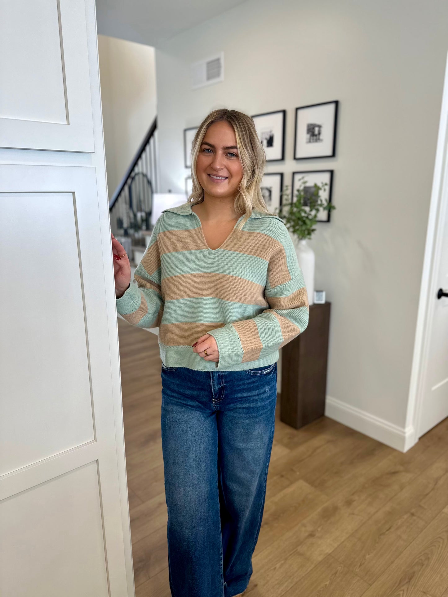 Laurel Striped Collared Sweater