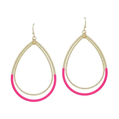 Color Coated Metal with Gold Teardrop Earrings