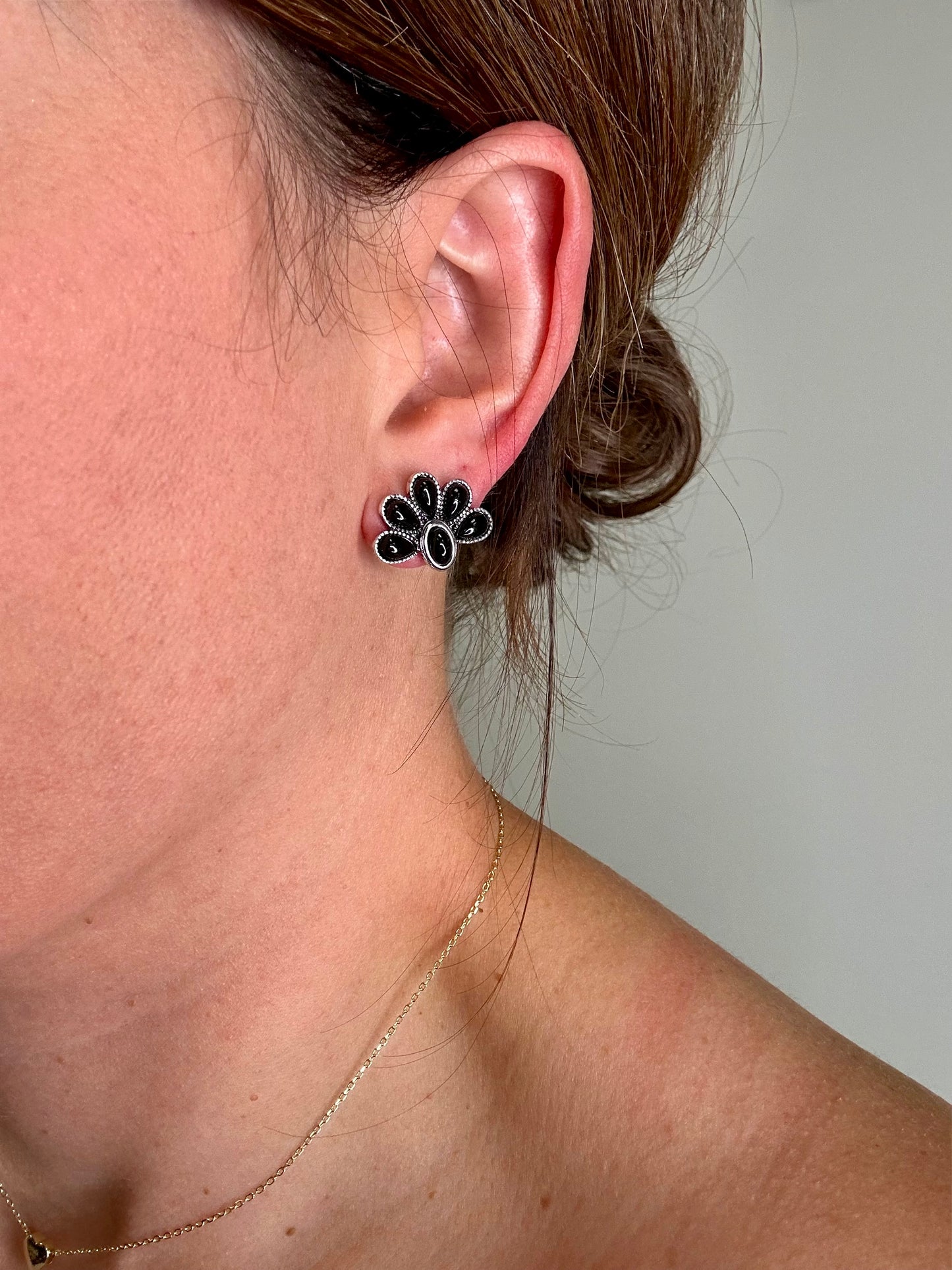 Teardrop & Oval Stone Stud Earrings