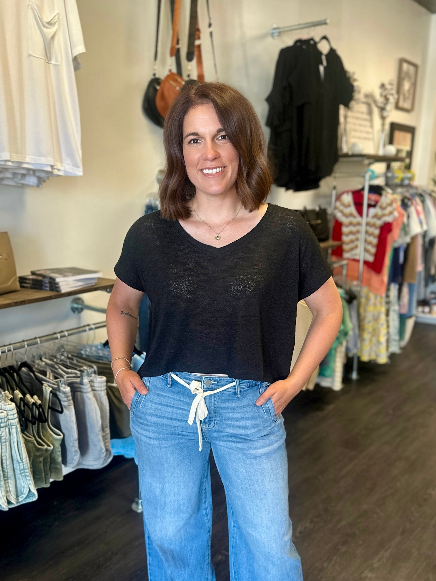 Hacci Slub VNeck Top