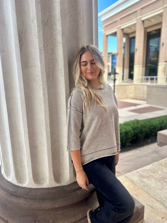 Kearney 3/4 Sleeve Boxy Sweater