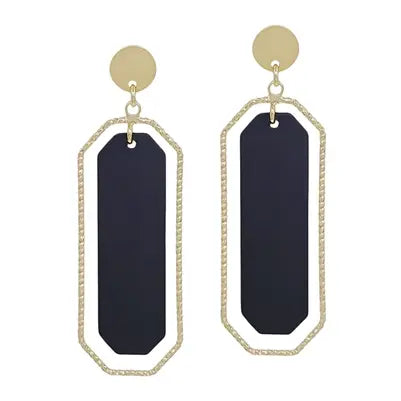 Color Coated Outline Rectangle Earrings