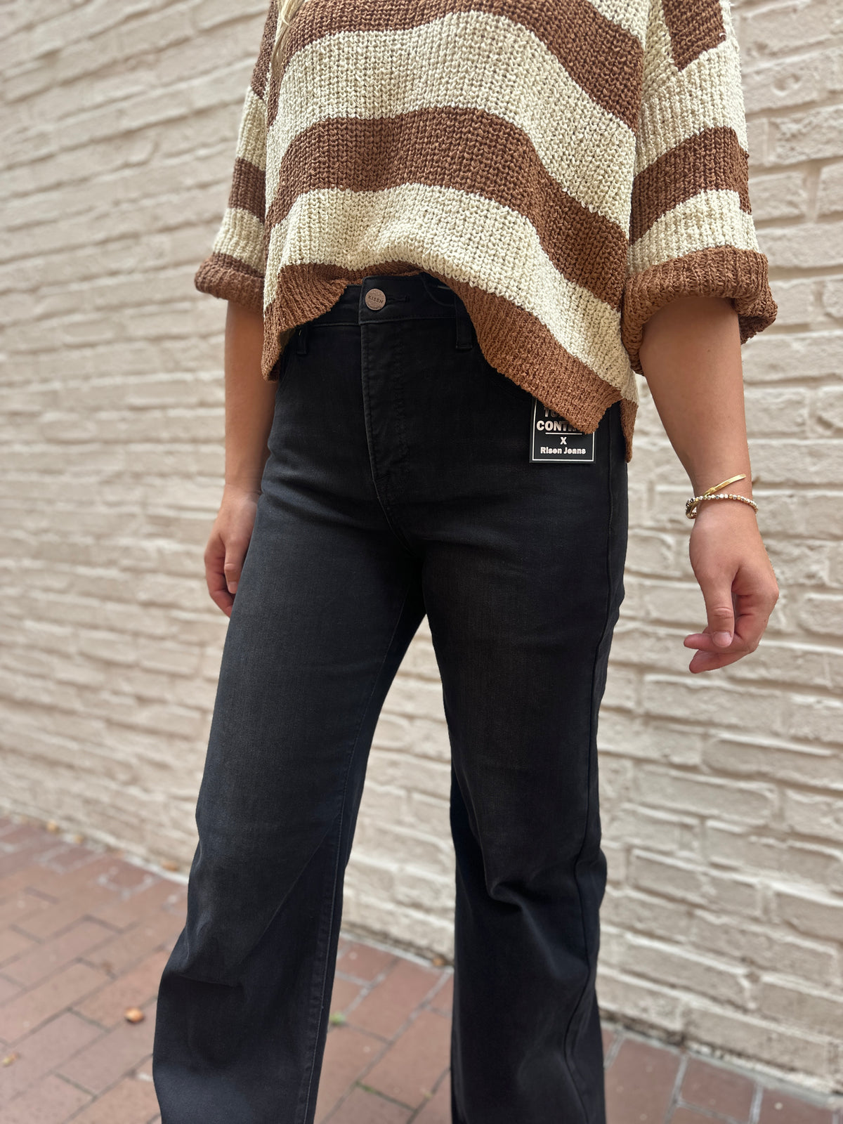 Risen Green Bay Tummy Control High Rise Wide Leg Jeans