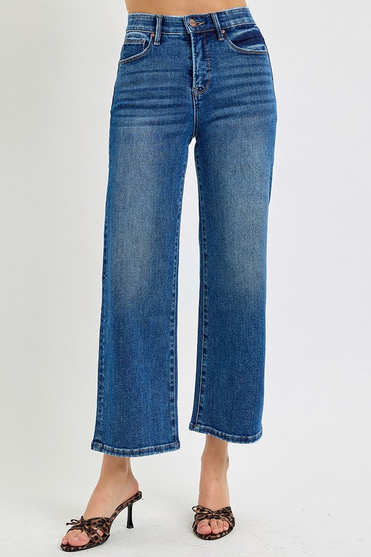 Windsor Risen Tummy Control High Rise Crop Wide Jeans