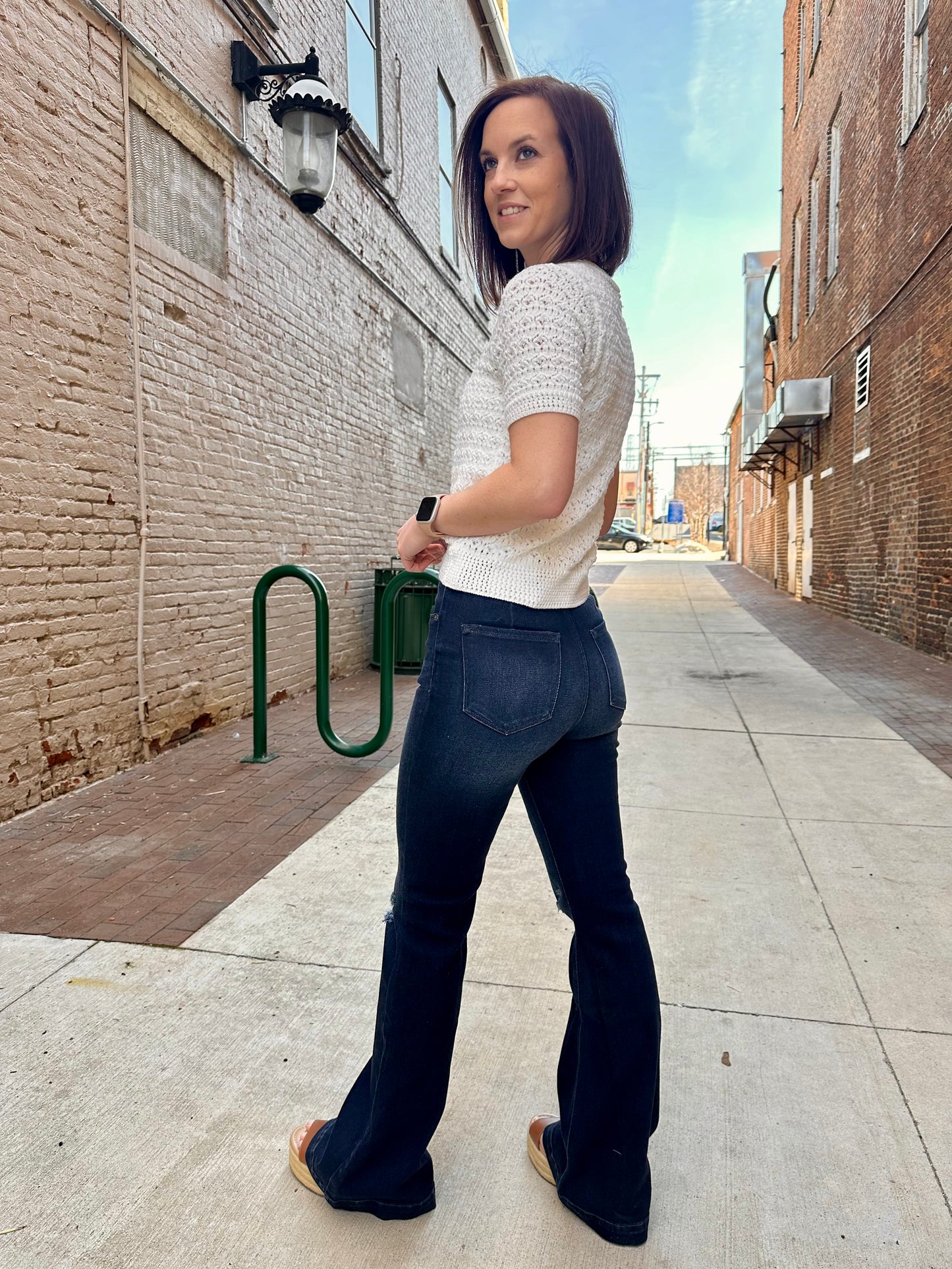 KanCan Petite High Rise Button Fly Flare Jeans