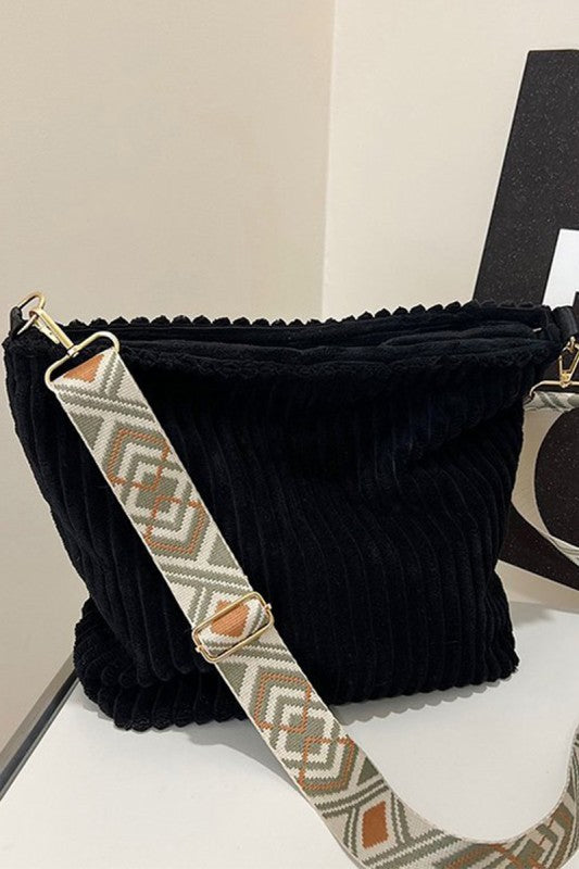 Corduroy Tote Bag with Guitar Strap