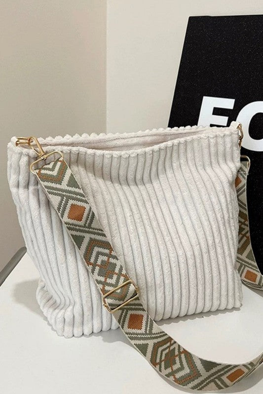 Corduroy Tote Bag with Guitar Strap