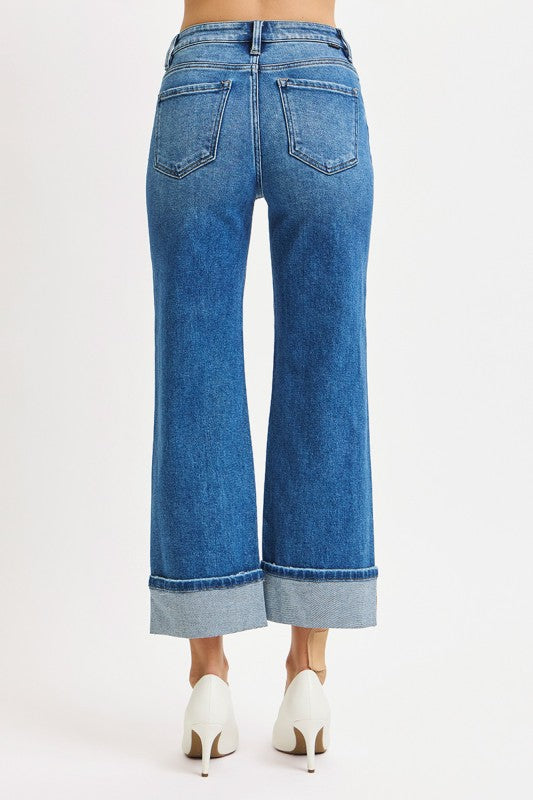 Tolu Risen Mid Rise Cropped Straight Cuffed Jeans