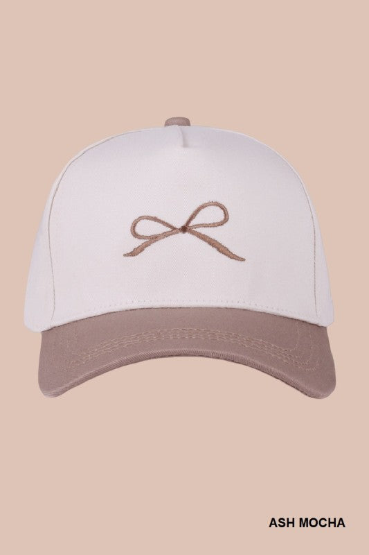Coquette Bow Two-Tone Canvas Cotton Ball Hat
