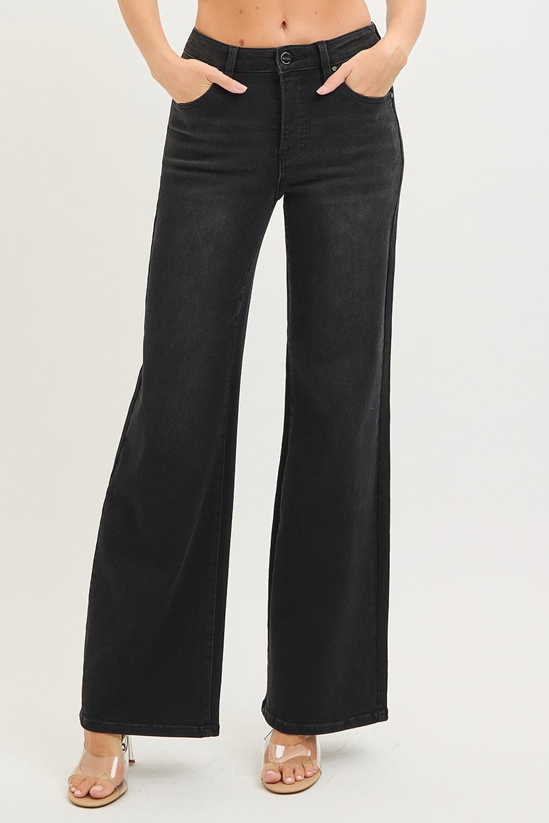 Risen Green Bay Tummy Control High Rise Wide Leg Jeans