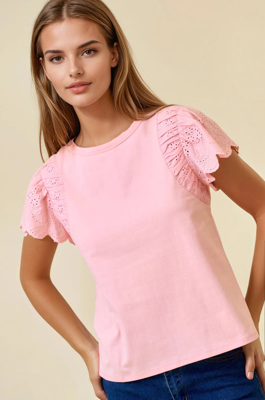 Chandler Eyelet Ruffle Top
