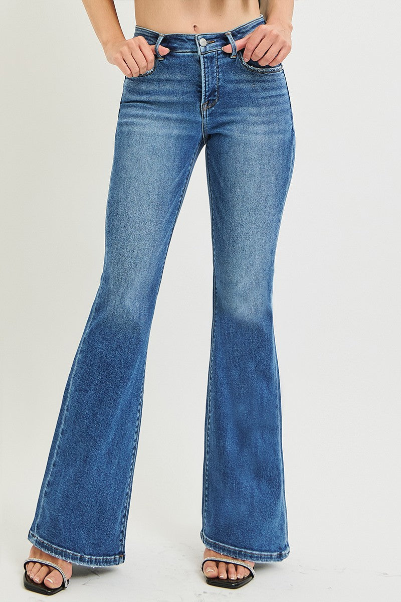 Risen Madison Tummy Control Mid Rise Flare Jeans