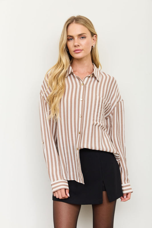 Hartford Striped Button Up Top
