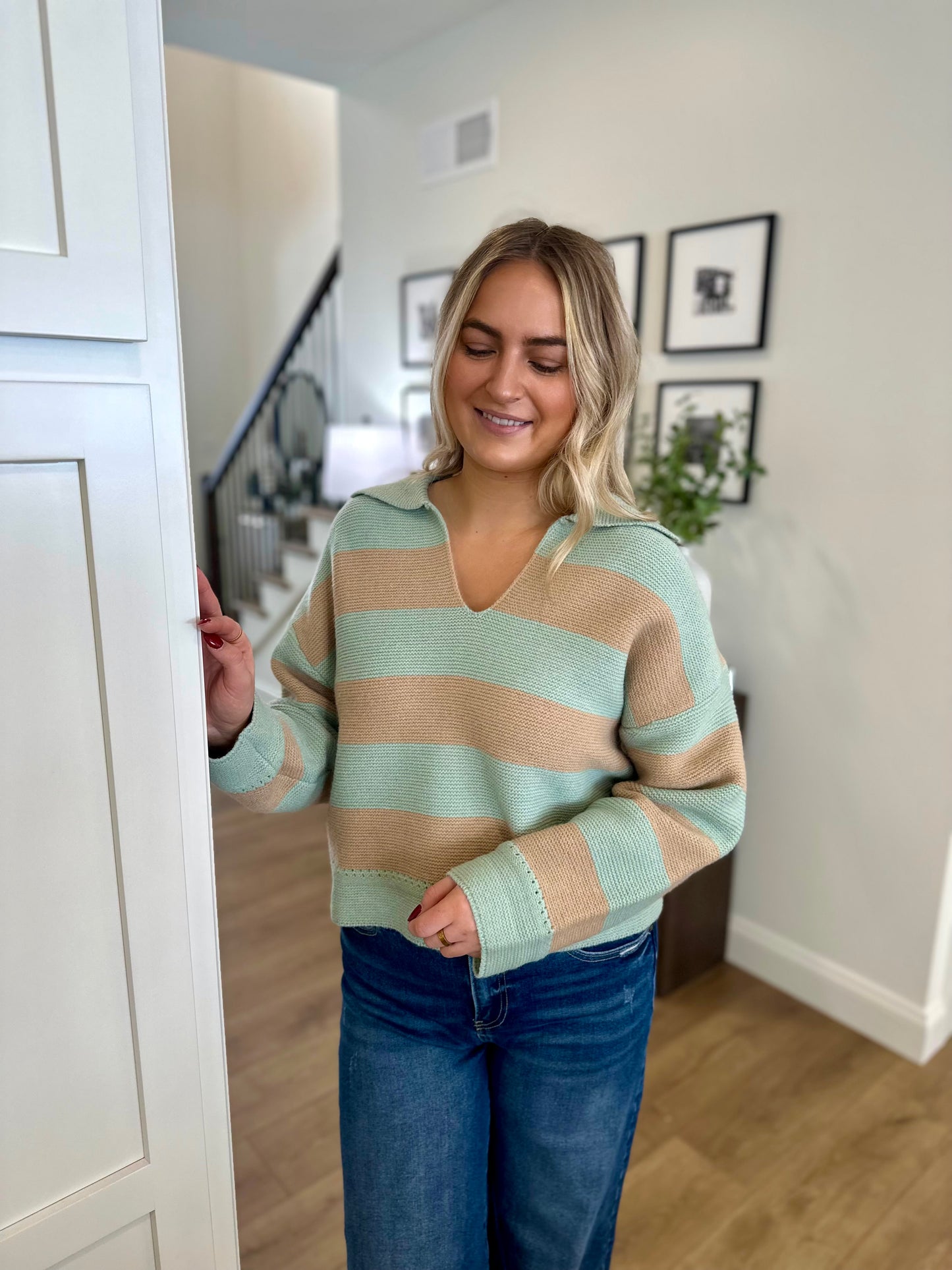 Laurel Striped Collared Sweater