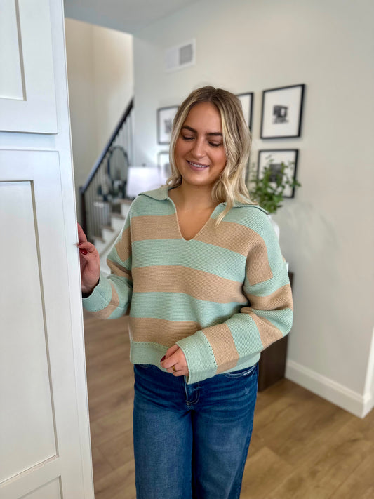 Laurel Striped Collared Sweater
