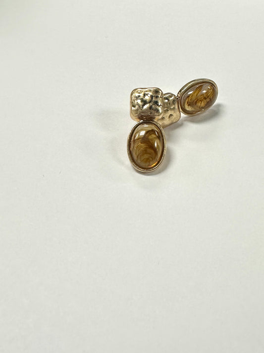 Textured Square & Oval Stone Earrings