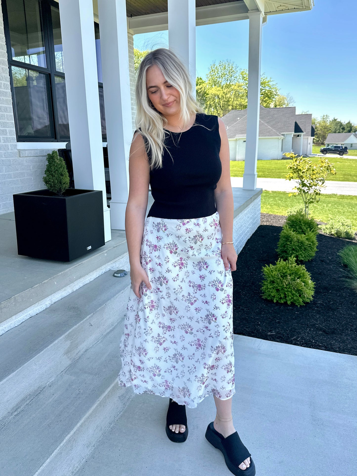 Queen Creek Floral Midi Skirt