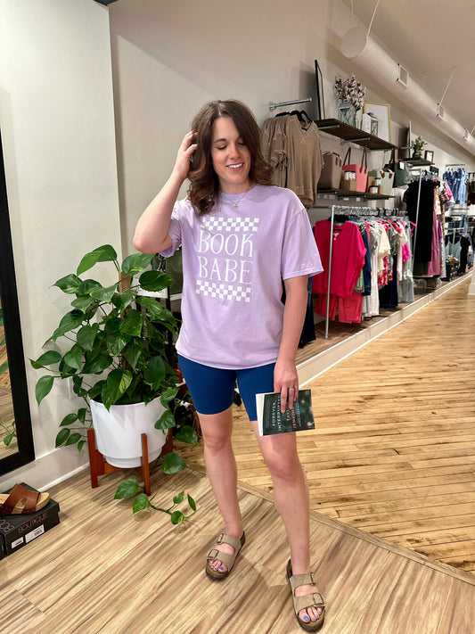 Checkered Book Babe Graphic Tee