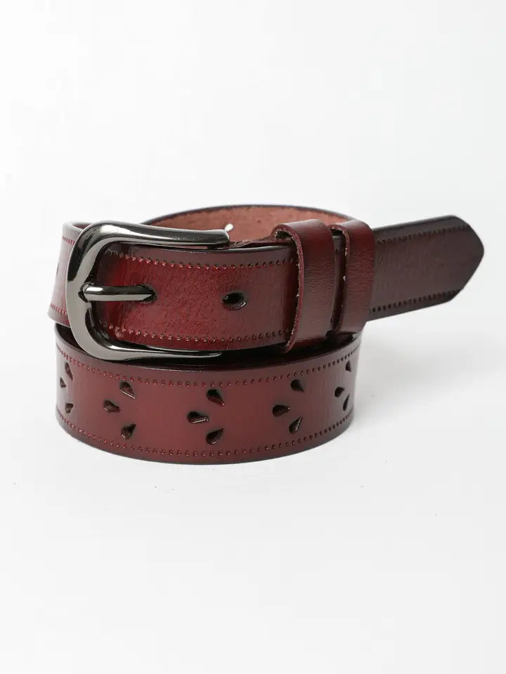 Petal Punch Out Leather Belt