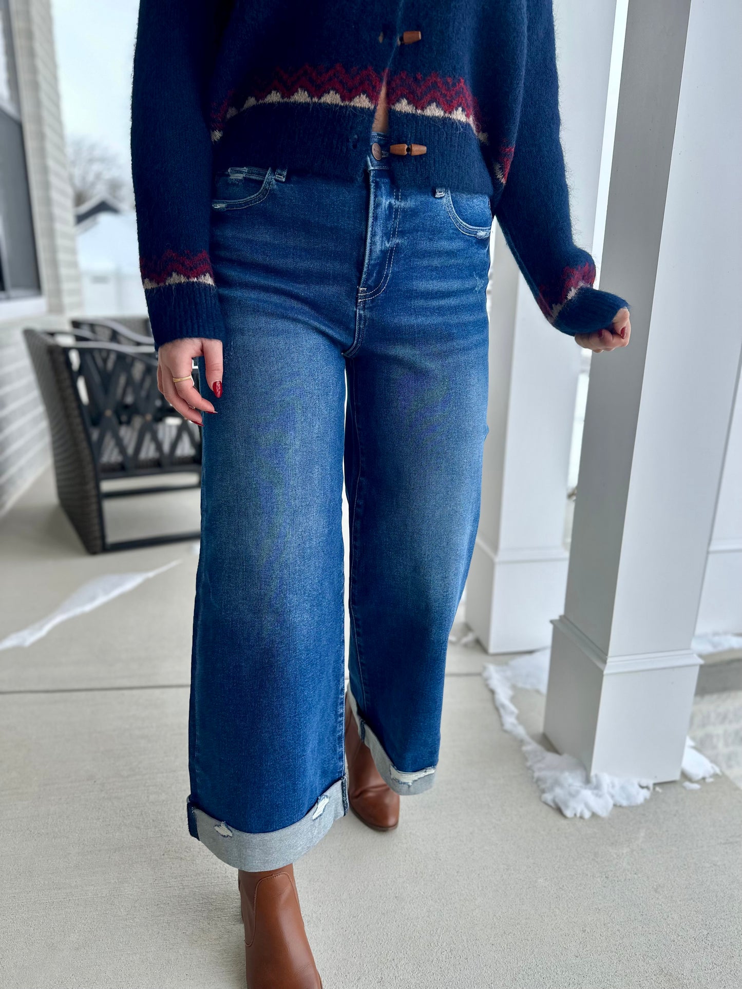 Risen Tignall High Rise Crop Wide Cuff Jeans