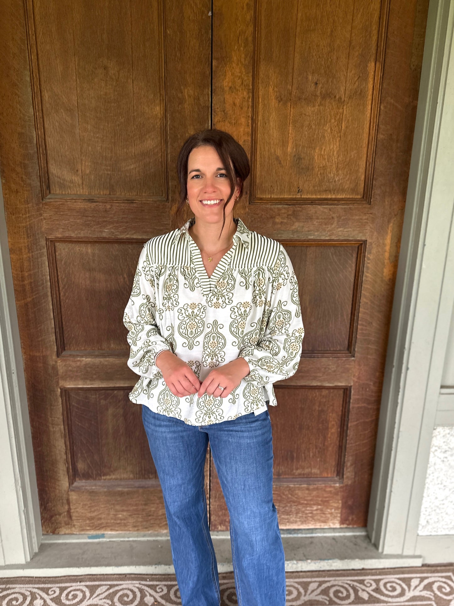 Shelby Contrast Collared Blouse