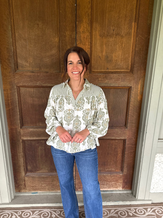 Shelby Contrast Collared Blouse