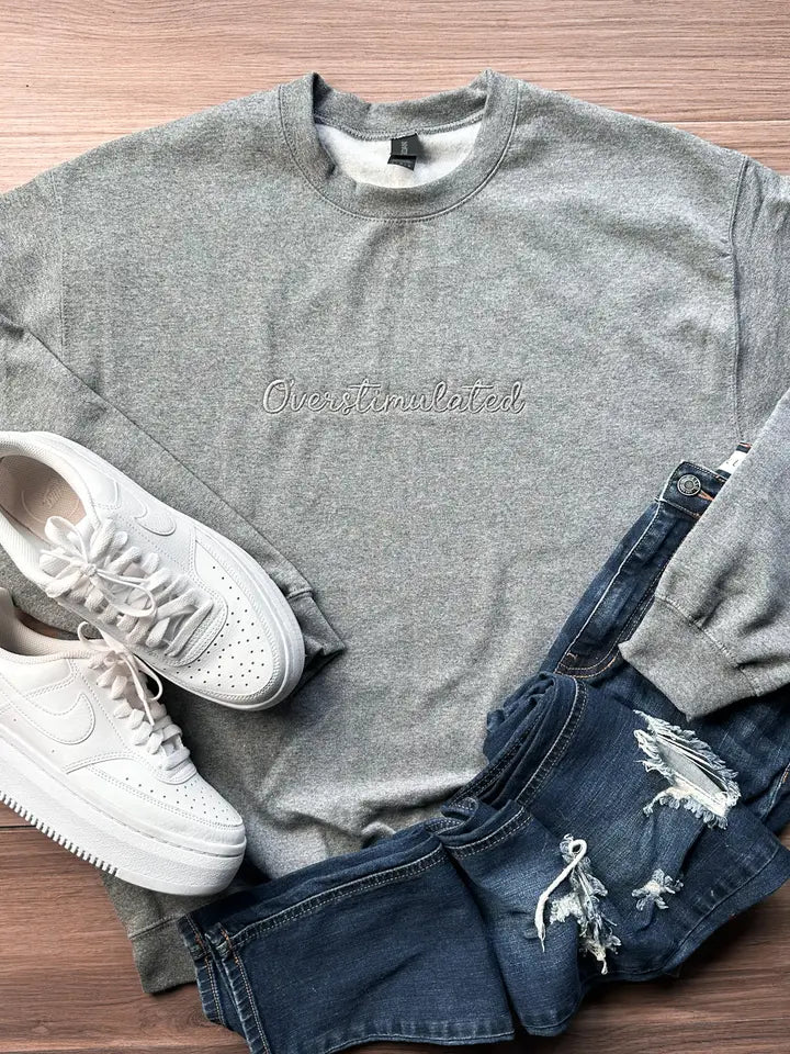 Overstimulated Embroidered Graphic Sweatshirt