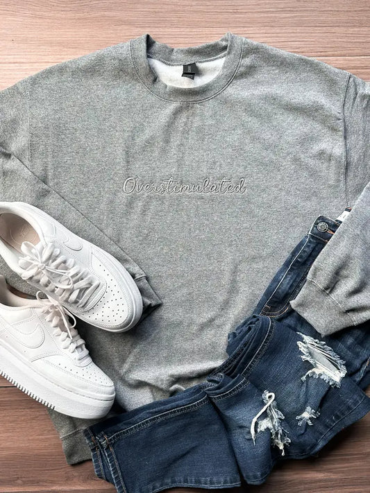 Overstimulated Embroidered Graphic Sweatshirt