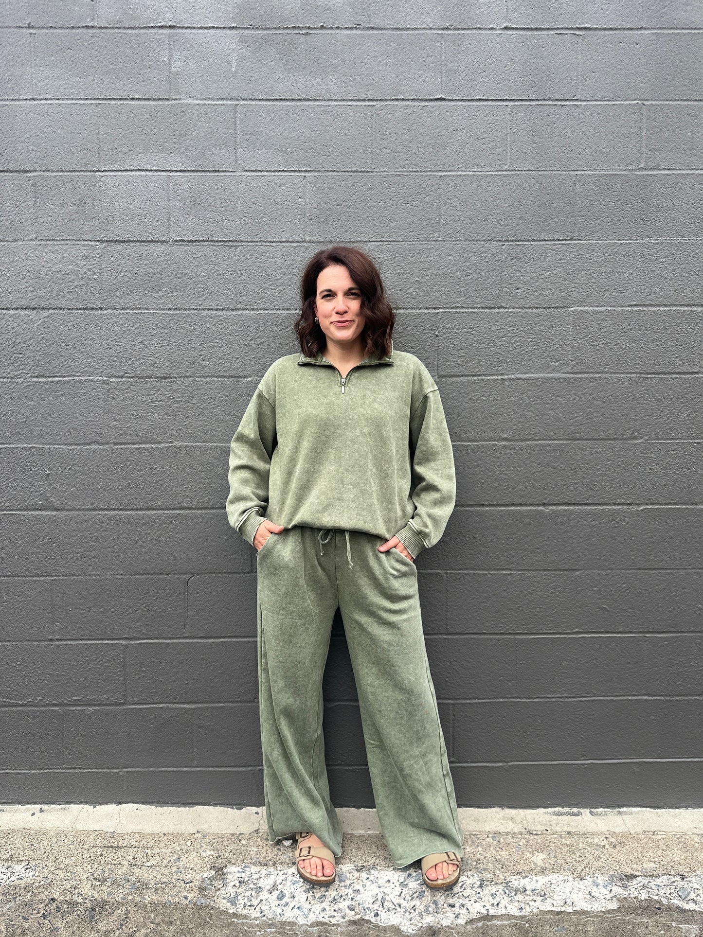 Southampton Acid Wash Half Zip Sweater